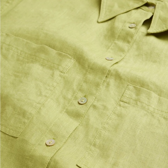 Mint Velvet Green Linen Sleeved Shirt - Picture 8 of 8